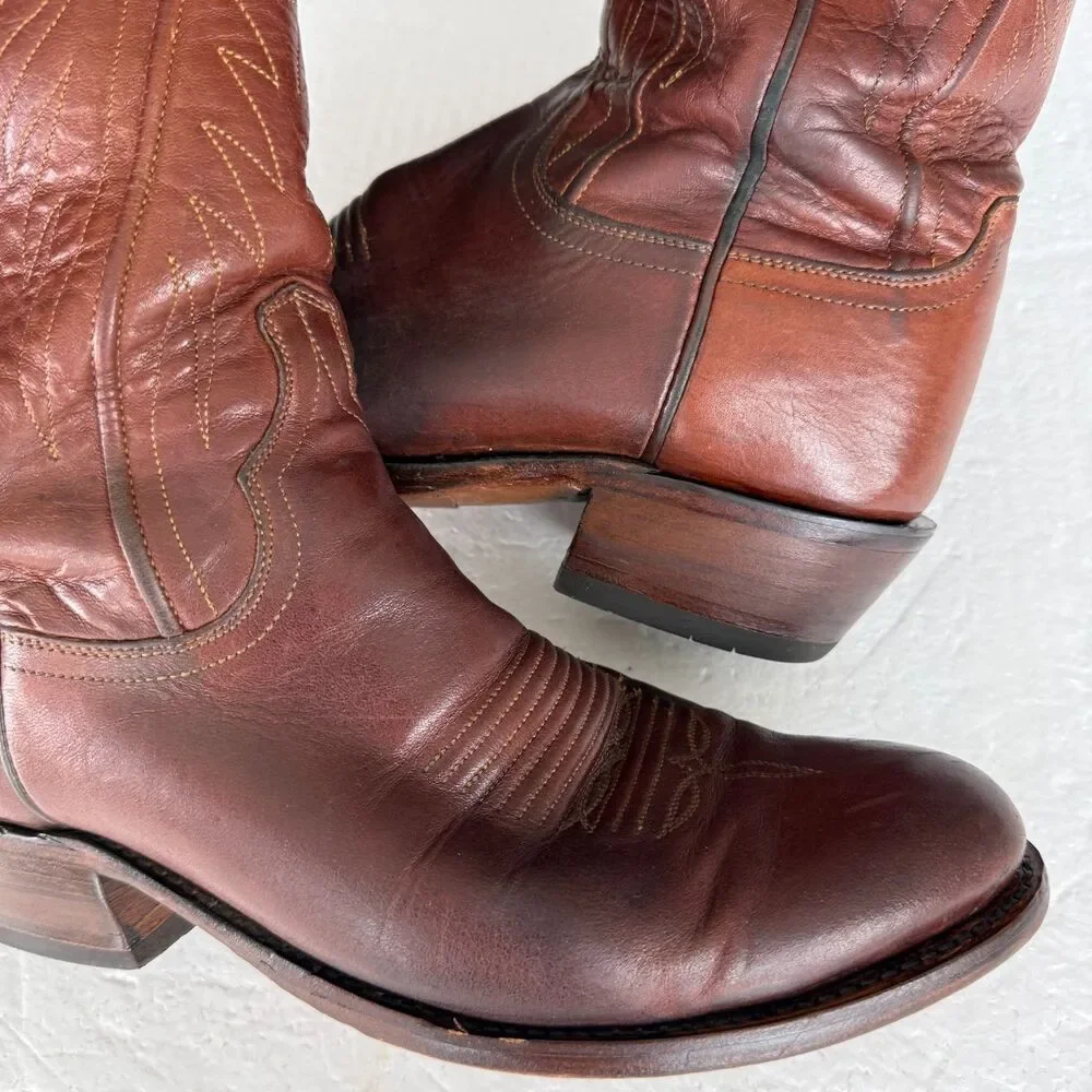 Size 9.5D-Lucchese N1596.R4 Mens Classics Ranch Hand Leather Boots Tan Burnished